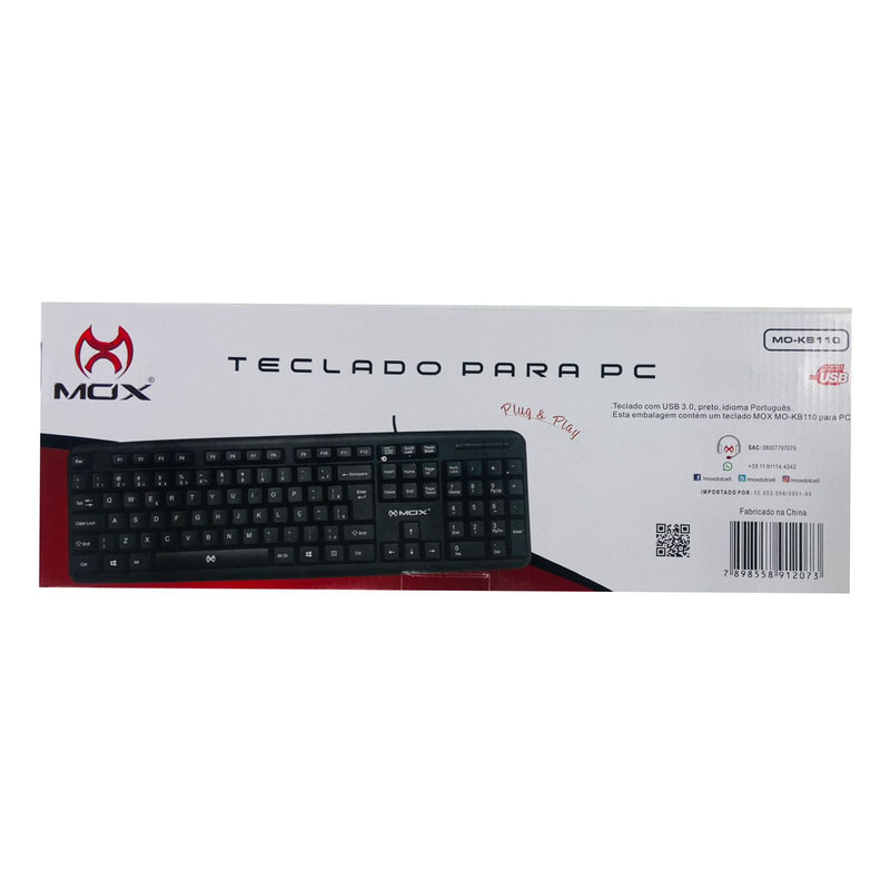 Teclado Mox Multimídia USB PC e Notebook Padrão ABNT2 MO-KB110